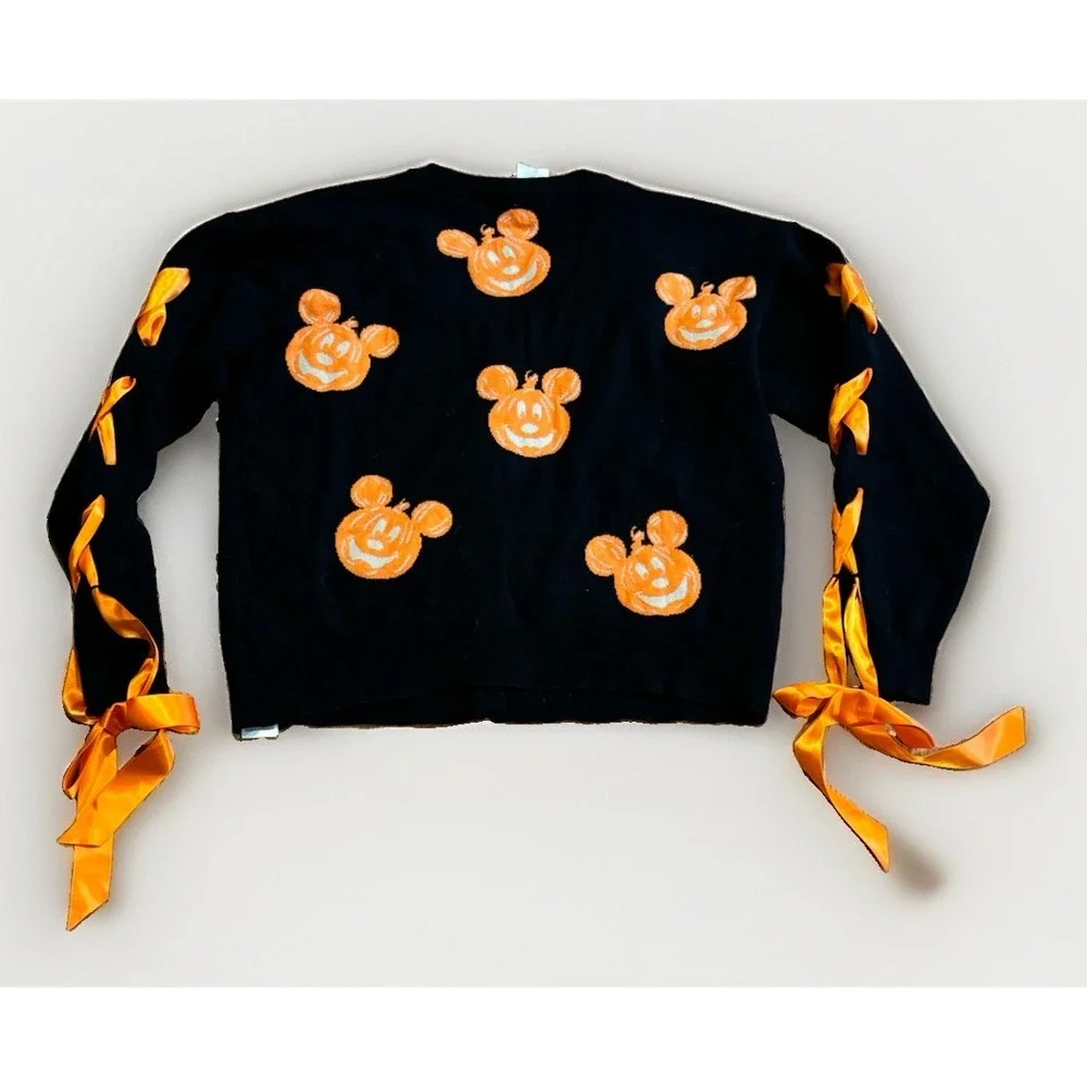 Disney Parks Her Universe Mickey Pumpkin Bow Cardigan XL Not So Scary Halloween